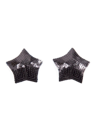 Paire de cache tétons adhésifs étoile pailletée sequin noir - NP-2024